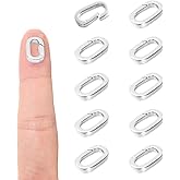 10 Pcs 18K Sliver Oval Clasp Spring Claps Connector Necklace Connector Spring Clasps Keychain Carabiner Lock Clasps for DIY Jewelry Necklace Bracelet Making Key Rings