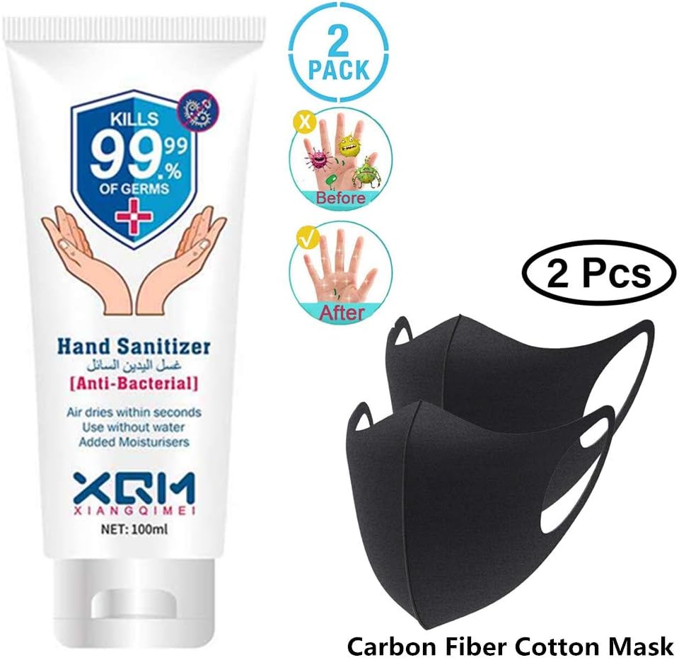 Hand Sanitizer Gel Kills 99.99% Germs Non-Rinse Disposable Hand Sanitizer, Long-lasting Anti-Bacterial Quick Drying Liquid Hand Soap 2PACK 100ml