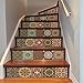 yazi Peel and Stick Tile Backsplash Stair Decals Brick Pattern Stair Riser Refurbished Stair Treads Decals 7''W x 39''L Arabic Style Wallpaper (Set of 6) (Arabic Style Tile)