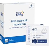 Dynarex DynaSafety BZK Antiseptic Towelettes - Sterile, Alcohol and Fragrance Free, Gentle Cleansing, Safe on Minor Wounds - 5" x 7" - 100 per Box