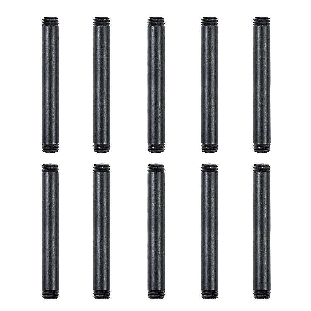 Photo 1 of Niubid 8 pack  1/2 Inches x 6 Inches Black Malleable Steel Nipples Fitting, DIY Steampunk Industrial Vintage Style.