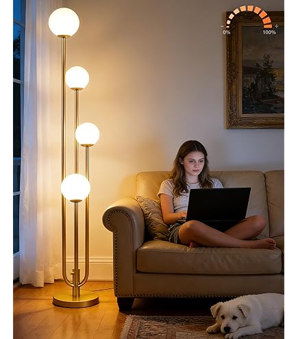 Ikea Simrishamn Floor lamp with LED Bulb Chrome Plated Opal Glass