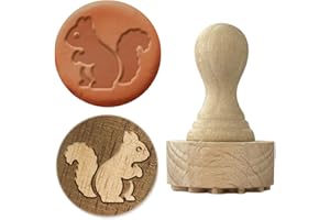 OLYCRAFT Squirrel Pattern Wood Stamps with Handle 1.7x1.2 Inch Wooden Clay Stamp Wooden Pottery Stamps Ceramic Pottery Stamp 