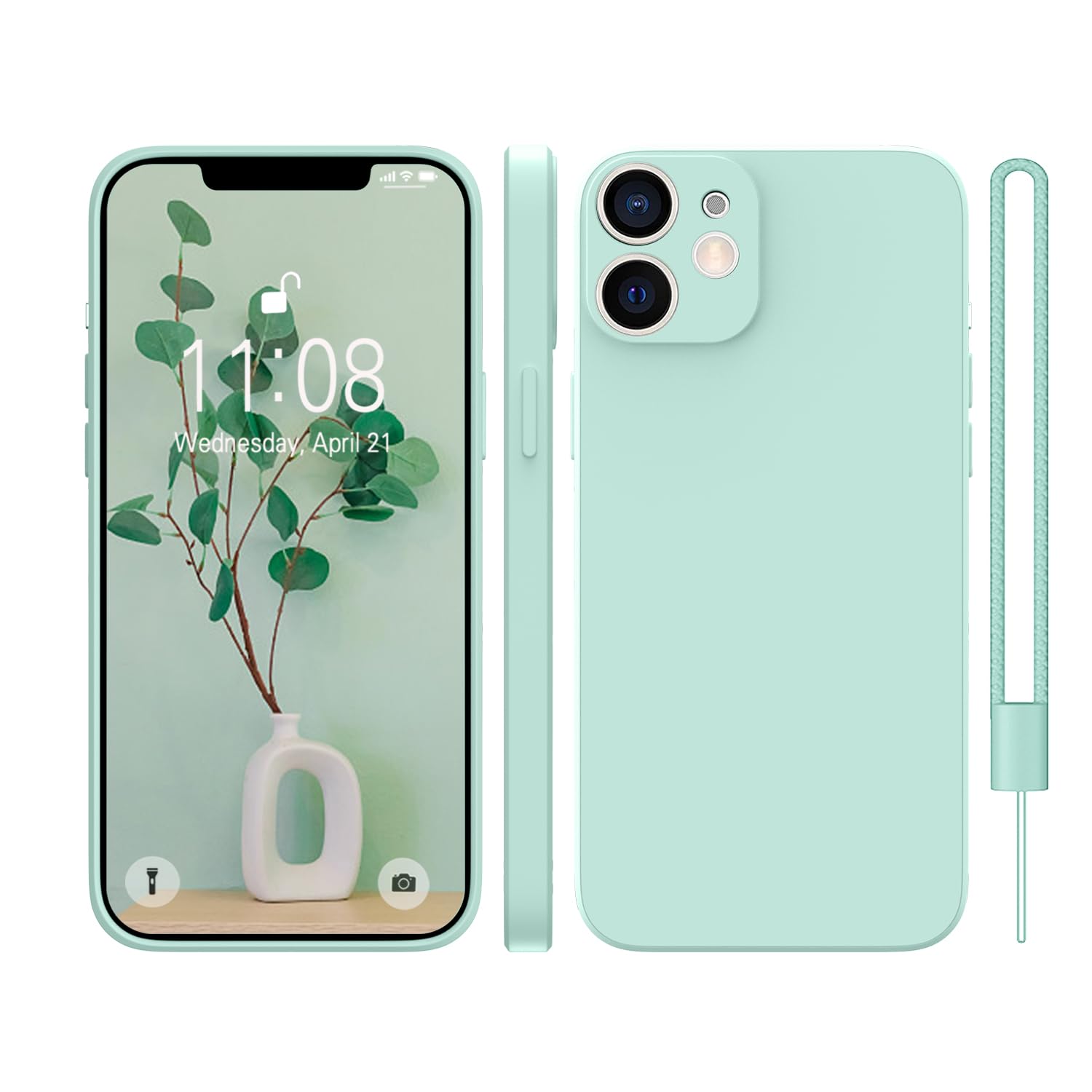 KPPIT Silicone Case Compatible with iPhone 12 6.1 inch protective case, Ultra Slim Soft Gel Anti-Scratch,Microfiber Lining,Rubber Shockproof Case Cover for iPhone 12 Light Cyan — image 1
