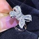 925 Sterling Silver Shiny Butterfly Ring Bow-Knot Cubic Zirconia Rings CZ Bow Ring Eternity Engagement Wedding Band Ring for Women (US Code 9)