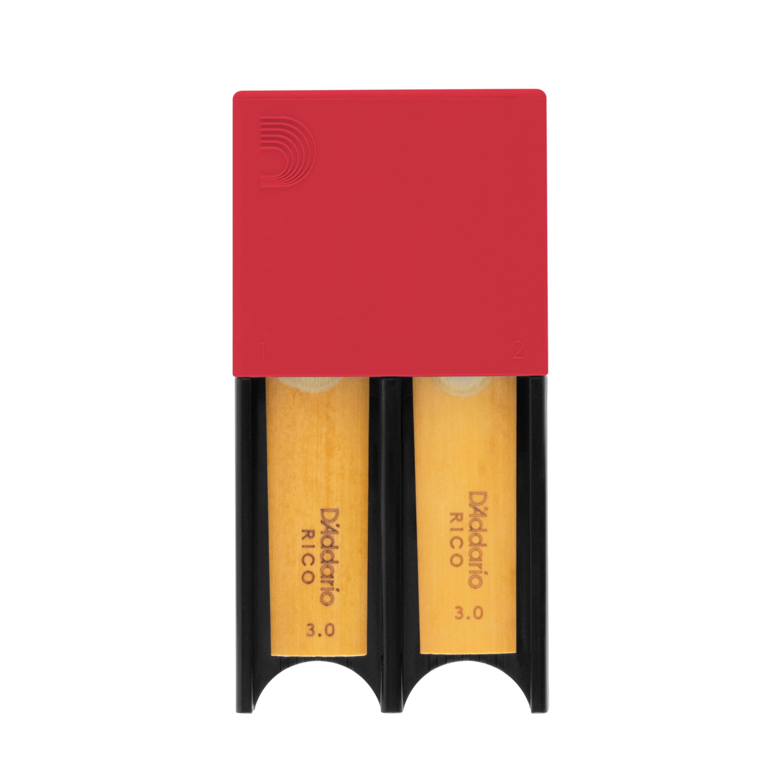 D'Addario Reed Guard - Sax and Clarinet Reed Case - Fits Reeds for Bass Clarinet, Contrabass Clarinet, Tenor Saxophone, and Baritone Saxophone - Holds 4 Reeds - Prevents Warping - Red