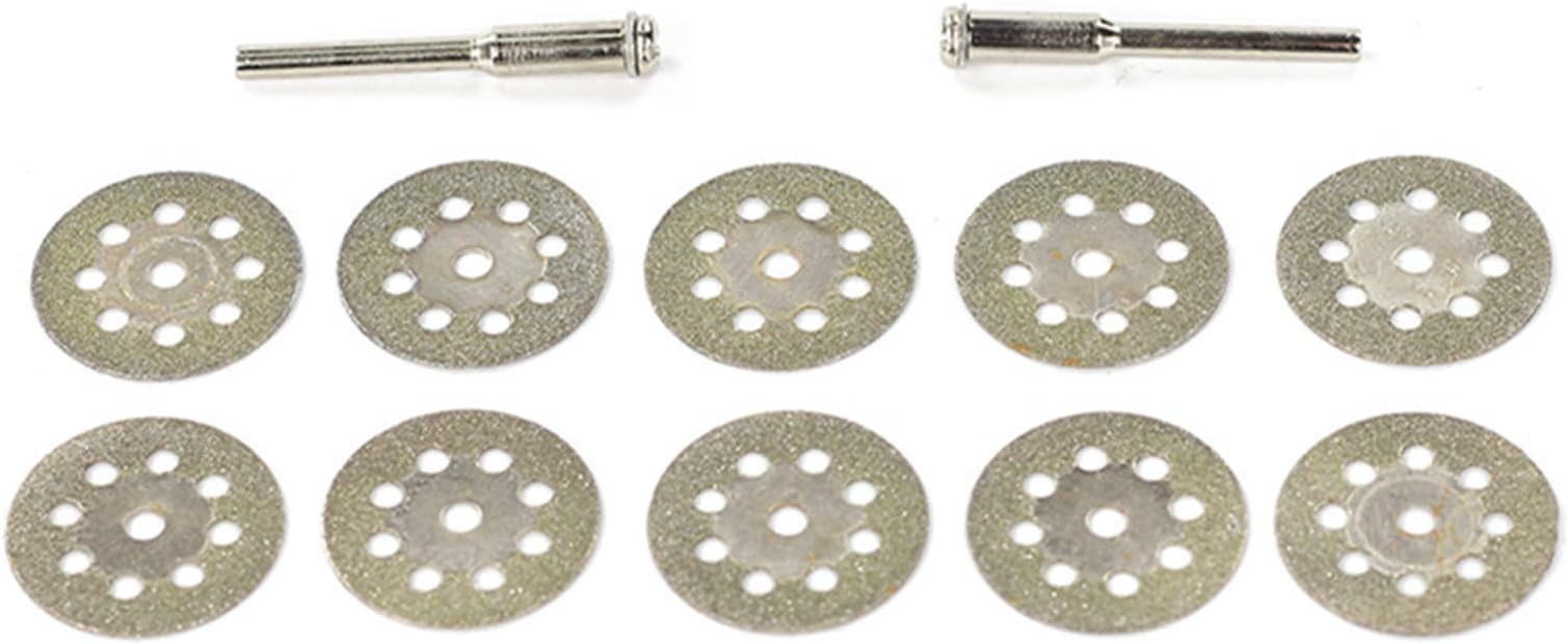 22mm Diamond Circular Saw Discs Blades, 1/8' Shank Wood Cutting Wheel with Mandrels, Dremel Rotary Tools for Hardwood Plastic Metal, 12 Pcs