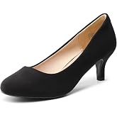 DREAM PAIRS Women's Comfortable Kitten Heels Pumps | 2.5" Heel, Classic Round Toe, Slip-on, Comfortable Latex Insole, Durable Slip-resistant Outsole