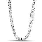 Dankadi Men 925 Sterling Silver 5MM Square Rolo Link Necklace Women Round Box Chain 16" 18" 20" 22" 24" 26" 28" 30" 38" Choker Unisex Jewelry Gift (Silver, 24 inch)