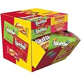 SKITTLES Original and Sour STARBURST Original and FaveRed 31.1Oz, 70Ct Box | Fun Size Fruity Candy Individually Wrapped Variety Pack Pantry Cube Easy Open Dispenser for Snacking at School, College, Home