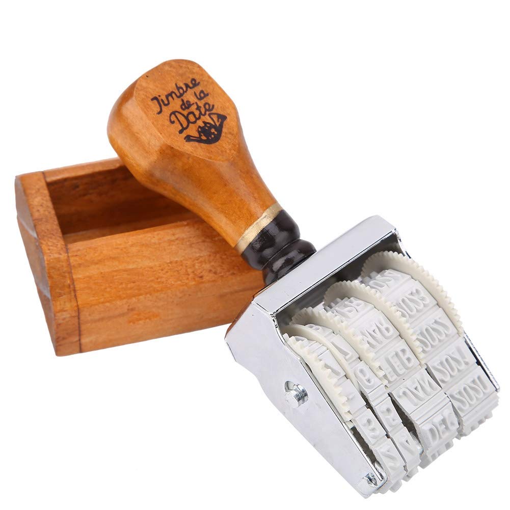 Wood Stamp, Roller Stamps Clear And Coherent 2022‑2033 Date Seal Rolling Wheel Stamp DIY Vintage Font Wooden Stamp Wheel For Domestic Office Art Decoration Scrapbooking Use