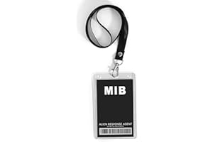 ERDOGLY Man in Black ID Badge Prop Costume, MIB Cosplay Costume Name Tag with Lanyard, Spy Decorations Secret Agent ID Card Holder Halloween Party Supplies