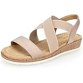 VJH confort Women's Flat Sandals, Comfort Slip-on Elastic Ankle Strap Slingback Light Weight Casual Walking Sandals