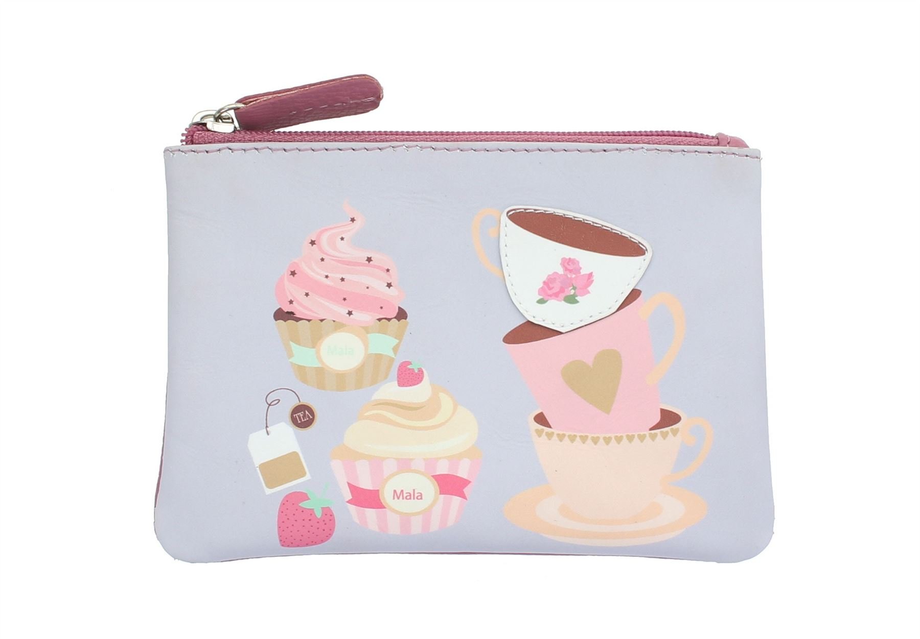 Mala Leather Applique and Printed Leather Coin Purse 4115_11 Tea