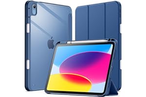 JETech Case for iPad (A16) 11th/10th Generation (2025/2022) with Pencil Holder, Clear Transparent Back Shell Slim Stand Shock