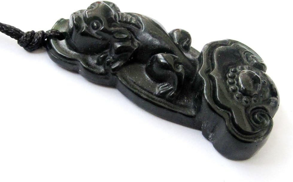 OVALBUY Natural Stone Lucky Pi-Xiu Dragon Ru-Yi As You Wish Amulet Pendant