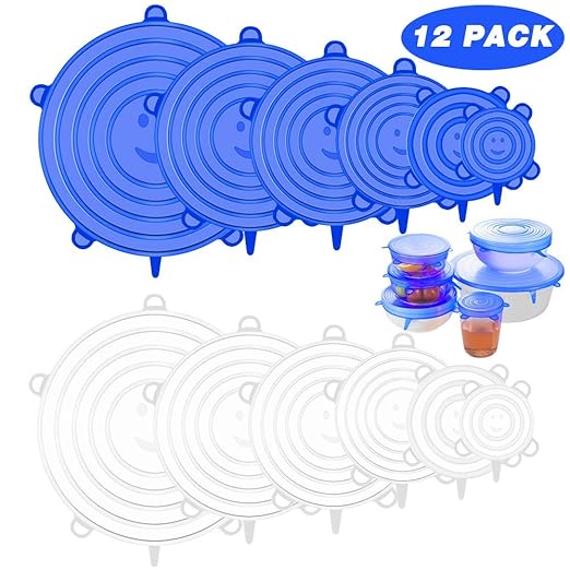 Newdora Tapas de Silicona Elásticas, 12 Tapas Silicona Ajustables ...