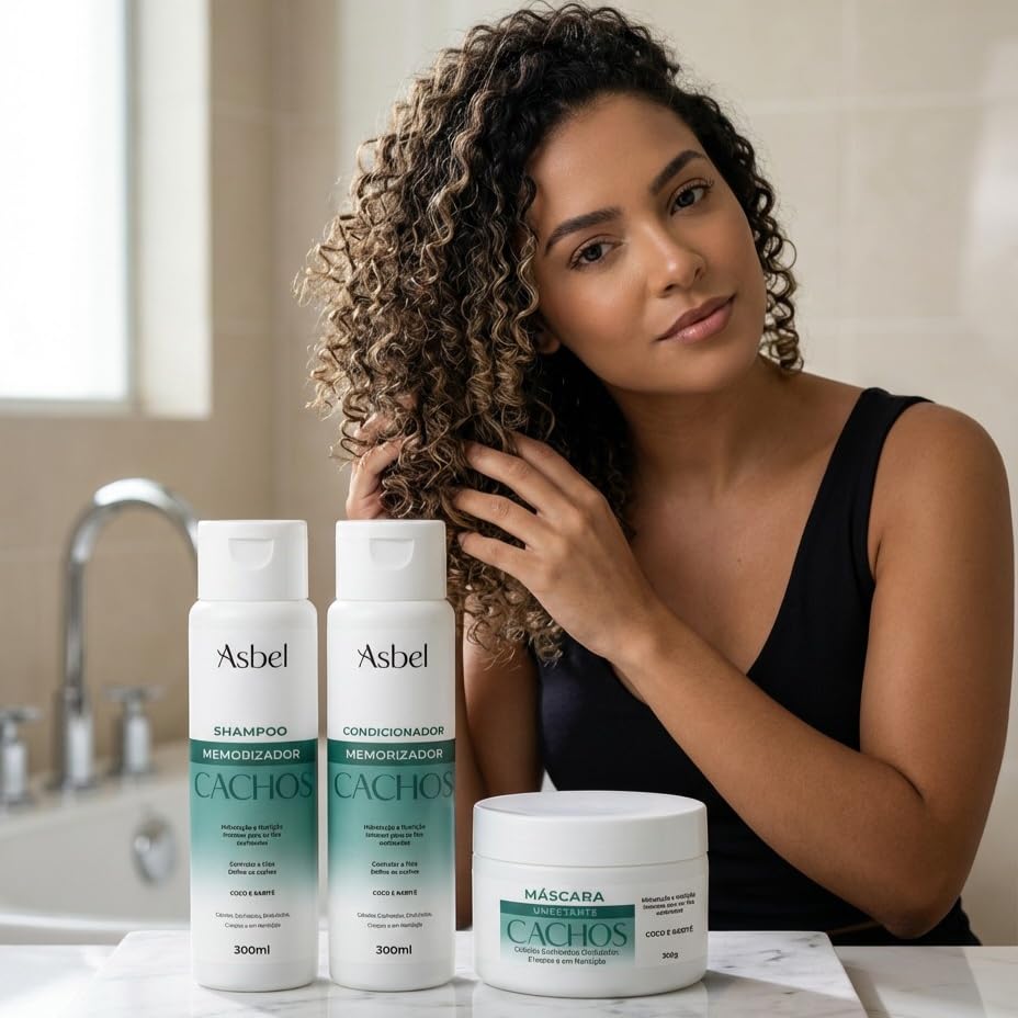 Asbel Kit Cachos Asbel Professional Shampoo, Condicionador e Máscara 300ml