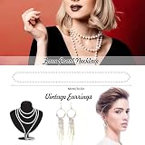 Pecehom 1920s Flapper Accessories Set Roaring 20s Headband Necklace Gloves view 3