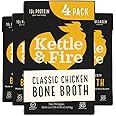 Chicken Bone Broth Soup by Kettle and Fire, Pack of 4, Keto Diet, Paleo Friendly, Whole 30 Approved, Gluten Free, with Collagen, 10g of protein,16.9 Oz (Pack of 4)
