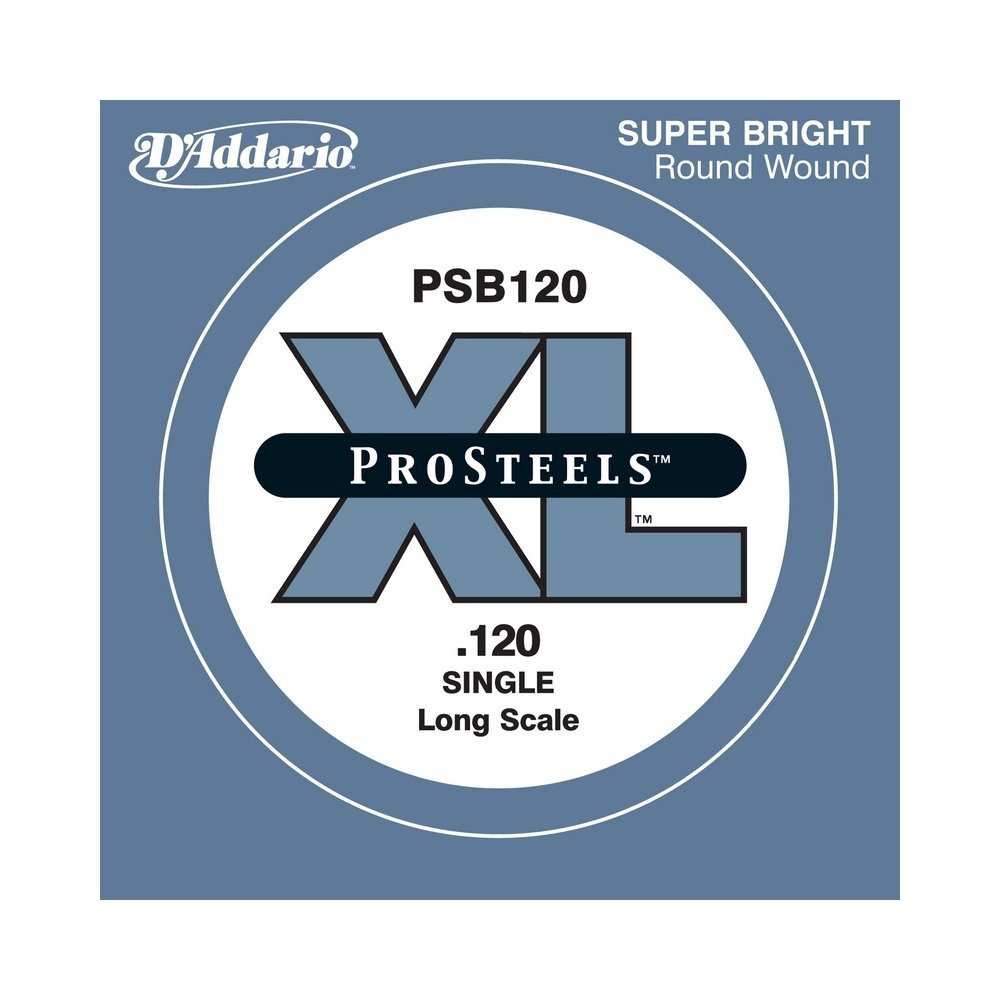 D'Addario PSB120T ProSteels Bass Guitar Single String, Long Scale, .120, Tapered
