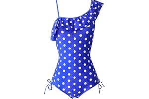 qyqkfly Polka Dot Girls Kids Bathing Suits Adjustable Swimsuits (FBA)