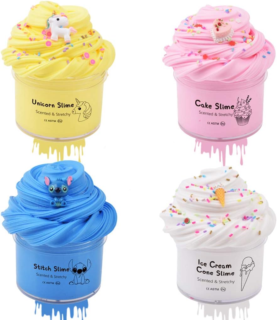 DUJUANHUA 4 Pack Butter Slime with Pink Cake Slime Ice