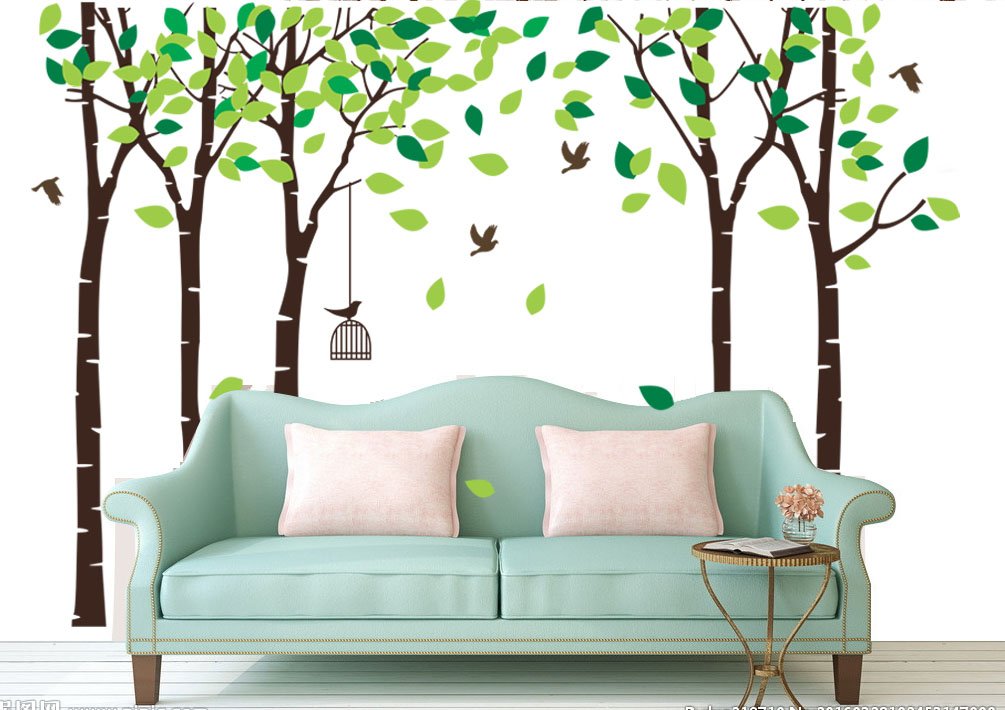 Large Wall Sticker for Living Room Bedroom Decoration Wall Stickers Birds Home Wall Decal Art Decor (Brown)