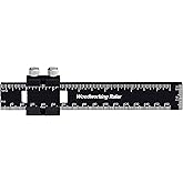 Precision Pocket Ruler Track Ruler 6 inch Woodworking Ruler Metric and Imperial Ruler Standard Metal Ruler T-Type Scribing Ruler Aluminum Engineer Scale Ruler with Slide Stops (6 inch)