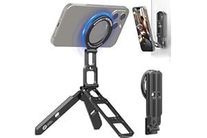 MOSENVKA Dual Magnetic Phone Tripod Foldable Double Magnet Mount Pocket Cell Phone Stand for iPhone 16/15/14/13/12 Plus Max f