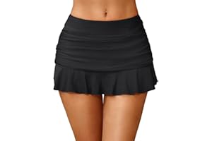Tempt Me Women Ruched Ruffle Swim Skirt - 2025 Mid Rise Tummy Control Bikini Swimsuit Bathing Suit Skirt Bottom
