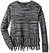 Derek Heart Girls' Big Long Sleeve Crew Neck Marled Tunic with Lurex,Novelty Stitch & Fringe Trim