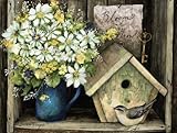 Lang Birdhouse and Fence Deluxe Note Card Set by Susan Winget, 5.25 x 4 Inches, 12 Cards and Envelopes (2080518)