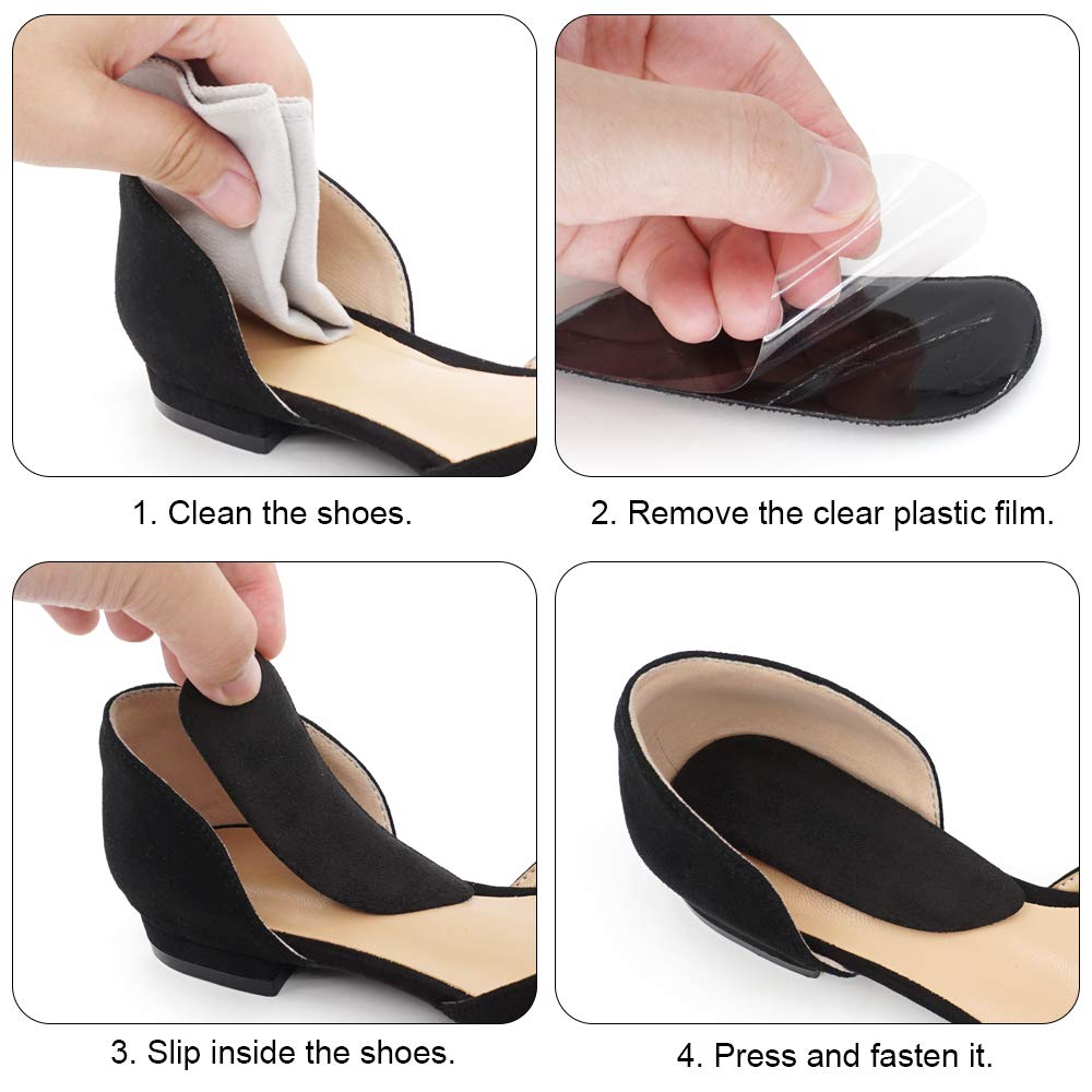 SQHT Medial & Lateral Heel Wedge Gel Shoe Insoles for Foot Alignment, Knock Knee Pain, Osteoarthritis, Bow Legs - Supination & Pronation Corrective Self-Adhesive Shoe Inserts (Transparent+Black)