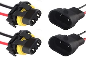 GLL 9005 9006 H10 Female & Male Adapter Wiring Harness Sockets Wire for Headlights Fog Lights 2Set