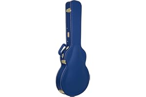 Crossrock Wooden Electric Guitar Case for 335 Style Semi-Hollow | Vibrant Blue Faux Leather, Beige Plush Interior, Lock – Designer Series(CRW520SAVB)