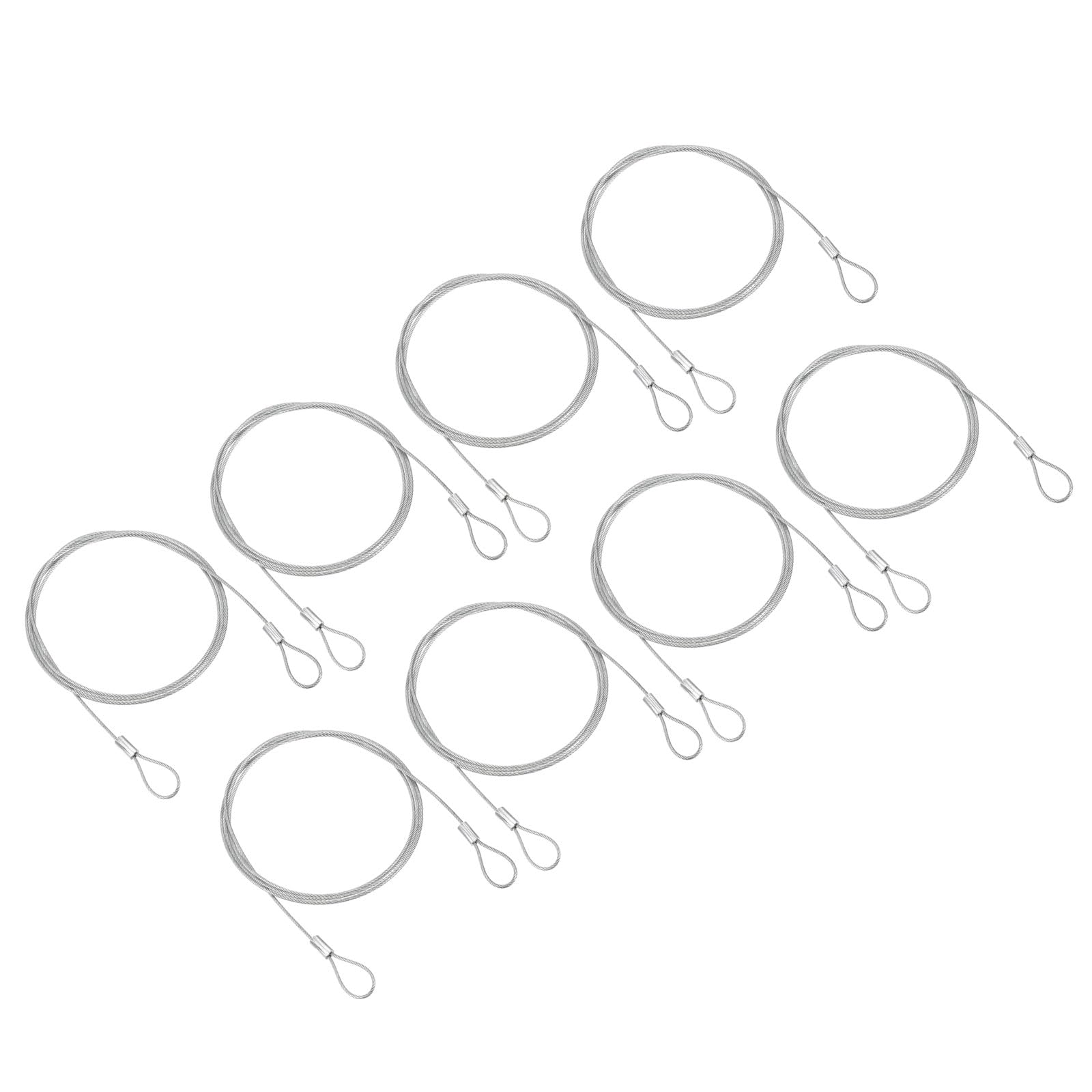 PATIKIL 3.3Ft Safety Cable Lock, 8 Pack Stainless Steel 1.5mm Dia Security Wire Rope with Double Loop for Stage Lighting Luggage Lock Clear