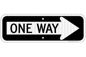 FAITTOO One Way Sign with Right Arrow,18x6 Inches Engineer Grade Reflective Rust Free Aluminum,Weather/Fade Resistant, UV Protected,Easy to Mount,Indoor/Outdoor Use