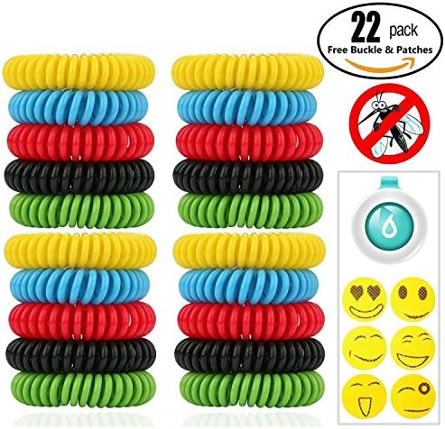 Mosquito Repellent Bracelet,ROMUCHE Insect Repellent Bracelets 22pcs with Buckle and Patches-100%Safe Natural Non-Toxic Travel Insect Repellent Bands-Waterproof Indoor Outdoor Protection Adults&amp;Kids