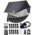 Miztli Camping Hammock with Net and Rain Fly, Portable Lightweight Outdoor Hammock Tree Travel Backpacking Hammock Tent with 20Ft(Total) Tree Straps, Perfect for Camping Hiking Yard Adventure Survival