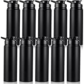 Gabotrie 10Pcs Aluminum Water Bottles,24oz Reusable Aluminum Bottles,Outdoor Sports Water Bottle with Snap Lids,Lightweight Leak Proof Sport Bottle for Hiking Gym Travel Camping Fishing Cycling,Black