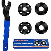 HOBEREROK Adjustable Angle Grinder Wrench &amp; Nut Kit 5PCS, 5/8-11 Lock Nut | Angle Grinder Tool Wrench, Grinder Nut, Flange Disc Wheel Removal for Dewalt, Milwaukee, Makita, Ryobi 4.5"/5"/7" Grinders