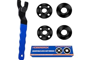 HOBEREROK Angle Grinder Wrench,Universal Adjustable & Nut Kit (5PCS) – 5/8-11 Lock Nut Fits Dewalt, Milwaukee, Makita, Ryobi, Bosch 4.5"/5"/7" Grinders for Quick Nut Removal & Disc/Wheel Replacement