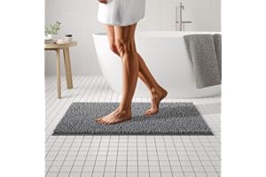 MAYSHINE Plush Shaggy Chenille Bath Mat | Extra Soft, Super Absorbent, Non-Slip Bathroom Rug | Fluffy Microfiber, Area Rug Sets for Bathroom Floor, Kitchen, Living Room | 39"x24" | Charcoal Gray