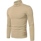 Askdeer Men's Turtleneck Long Sleeve Shirts Thermal Underwear Tops Basic Pullover Sweater Tees