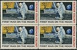 FIRST MAN ON THE MOON ~ NEIL ARMSTRONG ~ SPACE ~ MOON LANDING ~ AIRMAIL #C076 Block of 4 by 10¢ US Postage Stamps