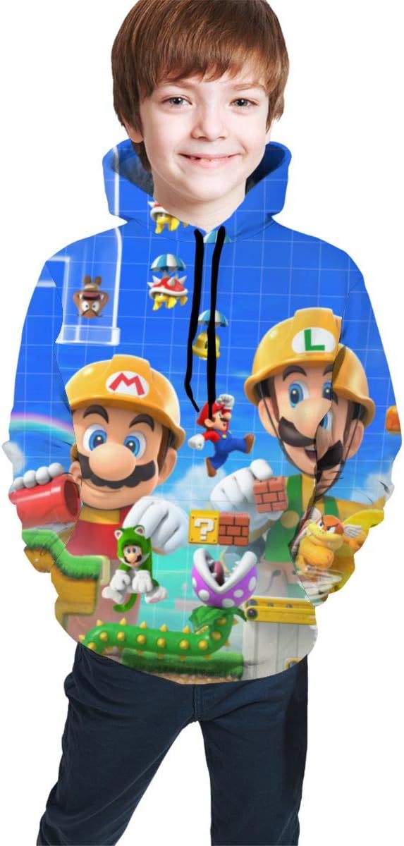 Boys Girls 3D Super Mario Bros Games Hoodies Fashion Sweatshirts Hooded for Teen