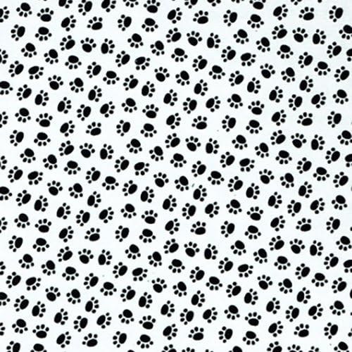 PAW PRINT FABRIC - Paw Prints on White - JL150 - By 0.5 metre - By John Louden - 100% Cotton (Paw Prints White JL150)