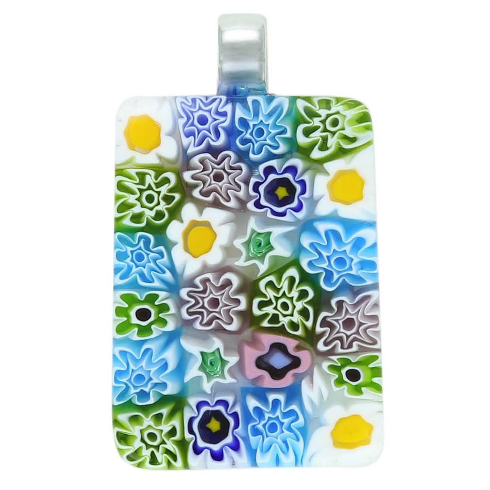 Glass Of Venice Murano Glass Millefiori Pendant Rectangular - Pastels