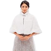 Yalice Women's Wedding Faux Fur Shawl and Wrap Bridal Fur Stole Cloak Cape Fur Scarf for Bride and Bridesmaids